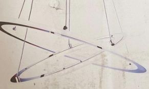 1 x Searchlight 2 Hoops LED Ceiling Light in a chrome finish with frosted acrylic hoops and an adjus