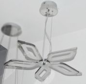 1 x Solexa 5 Light LED Pendant With Polished Chrome Frame and Frosted Acrylic Trim - New Boxed