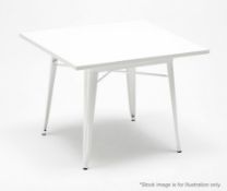 1 x Xavier Pauchard / Tolix Inspired Industrial Outdoor Table In WHITE - Dimensions: 80 x 80 x H75cm