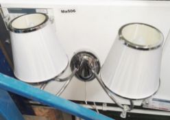 1 x 2-Lamp Wall Light Fitting In Chrome With String Shades With Droplets And Pull Cord - Ex-Display,