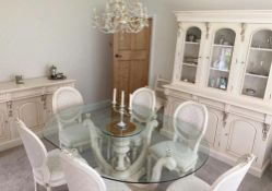 9-Piece French Period-Style Solid Wood Dining Furniture Set Including Table And Chairs, Dresser And