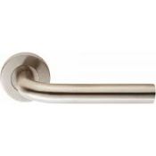 10 x Pairs of Eurospec Straight Satin Stainless Steel Door Handles - Brand New Stock - Product Code: