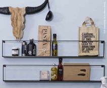 A Pair Of 'MEERT' Contemporary Minimalist Metal Wall Shelves In A Gold Finish - Brand New Boxed