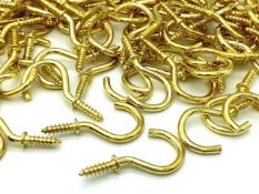 1,000 x Brass Plated Cup Screw Hooks - Product Code 633H - Size 1-1/2