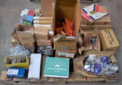 1 x Assorted Pallet Lot - Features Towel Rail Brackets, Mitred Shelf Brackets, Hinges, Locks,