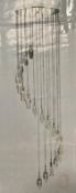 1 x Searchlight Sculptured Ice Dingle Dangle Pendant in chrome with clear crystal K9 glass shades wi