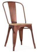 A Pair Of Xavier Pauchard Style Tolix Inspired Industrial Steel Chairs With Natural Wood Seats - Lig