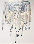 1 x Searchlight Spindle Wall Bracket in a chrome finish with white and clear glass drops - Ref: 3352