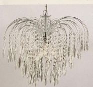 1 x Searchlight Waterfall Pendant in chrome with clear crystal glass trimmings with an adjustable he