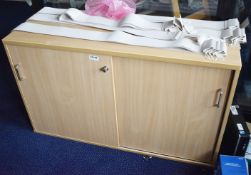 1 x Office Sliding Door Storage Cabinet in Beech - H72 x W120 x D42 cms - Ref: FF159 D - CL544 -