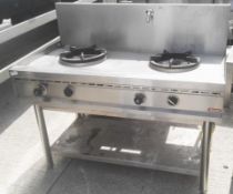 1 x NAYATI Commercial 2-Burner / Pot Gas Cooker Range With Tap And Splashback - Stainless Steel - Di