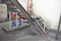 1 x Steel Staircase With Hand Rails, Perforated Steps and Platform - Approx Dimensions: Overall