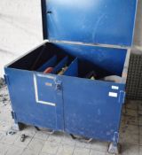 1 x Large Steel Pallet Storage Box With Lockable Lid, Feet and Fork Lift Inserts - Includes