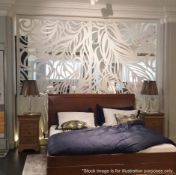 A Pair Of Elegant 'Miles and Lincoln' Laser Cut Metal Room Divider Panels In A Feather Design -