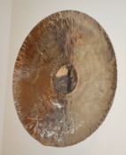 1 x Reflective Silver Metal Wall Decoration With Candle Holder - Diameter 91 cms - CL546 - Location: