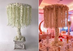 1 x 5Ft Ivory Floral Jasmine Halo Stand - Dimensions: 5ft tall x 3ft wide