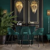 1 x EICHHOLTZ 'Bolton' Opulent Art-Deco Black Glass Topped Bar Unit, Upholstered In Green Velvet -