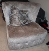 1 x Designer Delhom Lounge Chair With Studded Detail, Chrome Feet and Veluptuously Soft Fabric