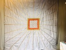 1 x Ivory Coloured Indian Backdrop - Dimensions: 10x10ft - Ref: Lot 62 - CL548 - Location: Leicester
