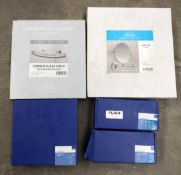 Assorted Collection of Bathroom Items - Includes Corner Glass Shelf, Pivot Mirror, Towel Ring and