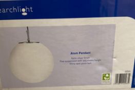 1 x Searchlight Atom Pendant in a satin silver finish - Ref: 6066 - New and Boxed stock