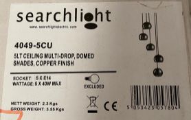 1 x Searchlight Ceiling Multi-drop with a copper finish - Ref: 4049-5CU - New and Boxed - RRP: £200