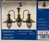 1 x Searchlight Fisherman Antique Brass 3 light Fitting - Ref: 5333-3AB - New and Boxed - RRP: £144