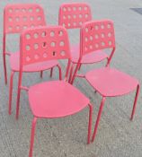 4 x Emu Branded Italian Made Outdoor Metal Stackable Bistro Chairs In Magenta (Hot Pink)
