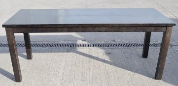 1 x Solid Wood 1.9 Metre Long Restaurant Table In A Dark Stain