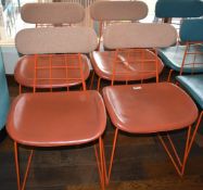 4 x Contemporary Dining Chairs in Orange and Brown - Ref: RB141 - CL558 - Location: Altrincham