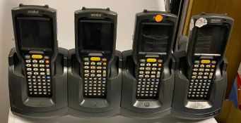 4 x Symbol MC3090 Mobile Barcode Scanner & Motorola Quad Slot Charger - Used Condition -