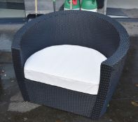 2 x Rattan Garden Armchair and Table Sets by Oceans - Includes Two Chairs, Two Side Tables and Cream