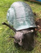 1 x Majestic Looking Giant 1.2 Metre Solid Bronze Snail Garden Sculpture - Dimensions: L:120cm - H: