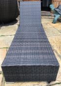 1 x Kensington Wicker/Rattan Sun Lounger With Adjustable Recliner Plus Lounger Cushions/Mattress - R