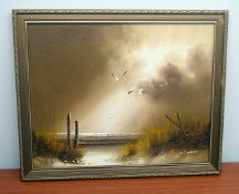 1 x Original Signed Painting Of A Costal Scene - Dimensions: 57 x 47cm - Ref: MD167 / WH1 D-OFF -