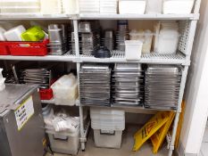 1 x Shelving Unit With Contents - Includes Gastro Pans, Gastro Pan Lids, Storage Containers, Wet