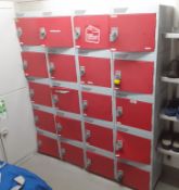 4 x Upright Staff Lockers Each Containing 5 Personal Lockers - Features Locks Suitable For