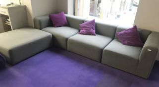 1 x Hay Mags Four Piece Modular Sofa in Grey - Three Seater Sofa With Chaise Lounge / Footrest