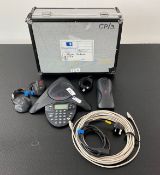 1 x Polycom Conference Phone System Including Extra Mics & Cables In Flight Case - Ref: 355 -