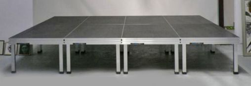 6 x Alustage 2m x 1m Stage Decks with 24 Adjustable Legs (600mm - 1m) on Transport Carrier - Ref: