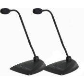 2 x Shure MX412 D/C Desktop Goose Neck Condenser Microphones In A Hard Flight Case - Ref: 11 - CL581