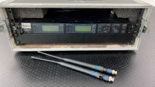 2 x Shure J5 2 Way Radio Racks, IEC With Shure Beta 58 Radio Microphones In Flight Case - Ref: 363 -