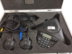 1 x Polycom Conference System With 2 Extra Microphones + Cables In Flight Case - Ref: 366 -