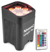 8 x BeamZ Battery Uplighters in wheeled Charging Case PSU, Remote Control & IEC Cables - Ref: 706