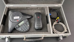 1 x Polycom Conference Phone System Including Power Supply And CAT 5 Cable In Flight Case - Ref: 352