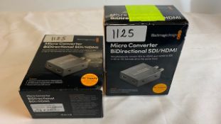 2 x Blackmagic design MicroConverter BiDirectional SDI/HDMI with PSU - Ref: 1125 - CL581 - Location: