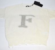 1 x FUN&FUN Distressed-Style&nbsp;Jumper In Cream - Features A Large&nbsp;