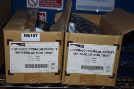 2 x Zenith Ecoshot Premium Bucket Dispensers - White.Blue None Twin - Unused With Original Boxes -