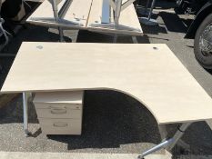 1 x Assorted Office Set Including: 1 x Birch Cut-Out Office Desk & 1 x Birch Mikomax Pedestal -