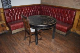 1 x Button Back Corner Seating Booth in Deep Red Leather - Size 210 x 210 cms - CL586 - Location: